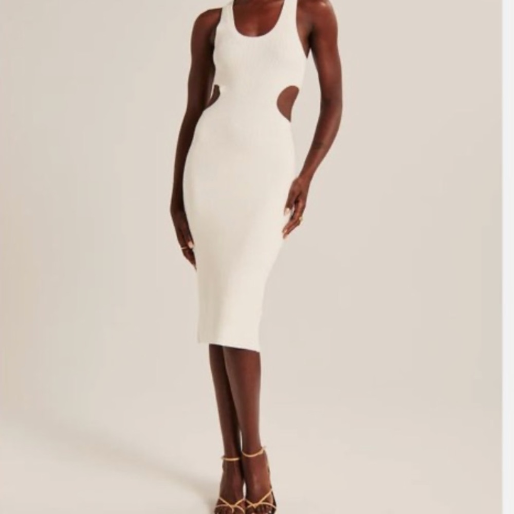New Abercrombie Elevated Knit side cutout midi Dress